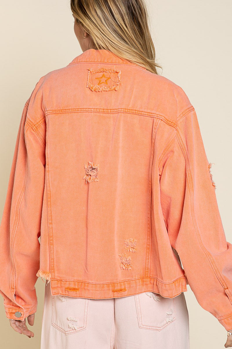 POL Neon Orange Jean Jacket