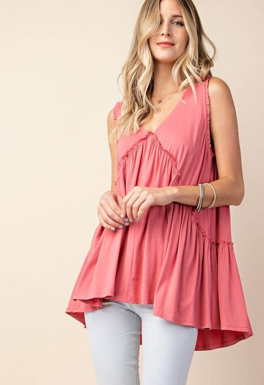 Kori America Frilly Swing Tank Top