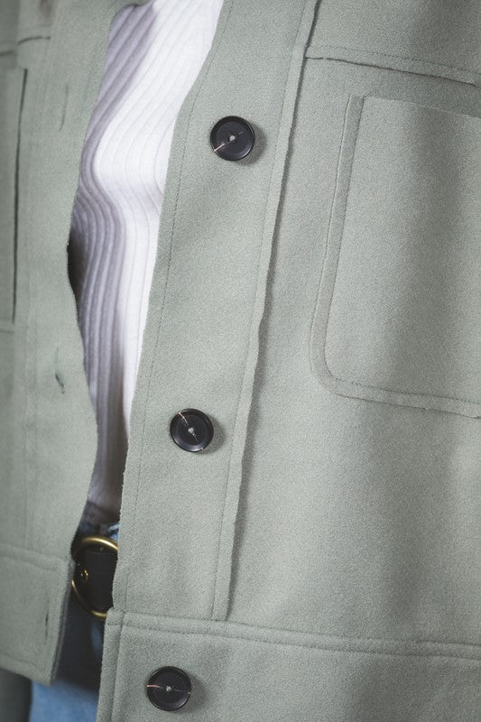 Very J Oversized Pocket Patched Collared Shacket