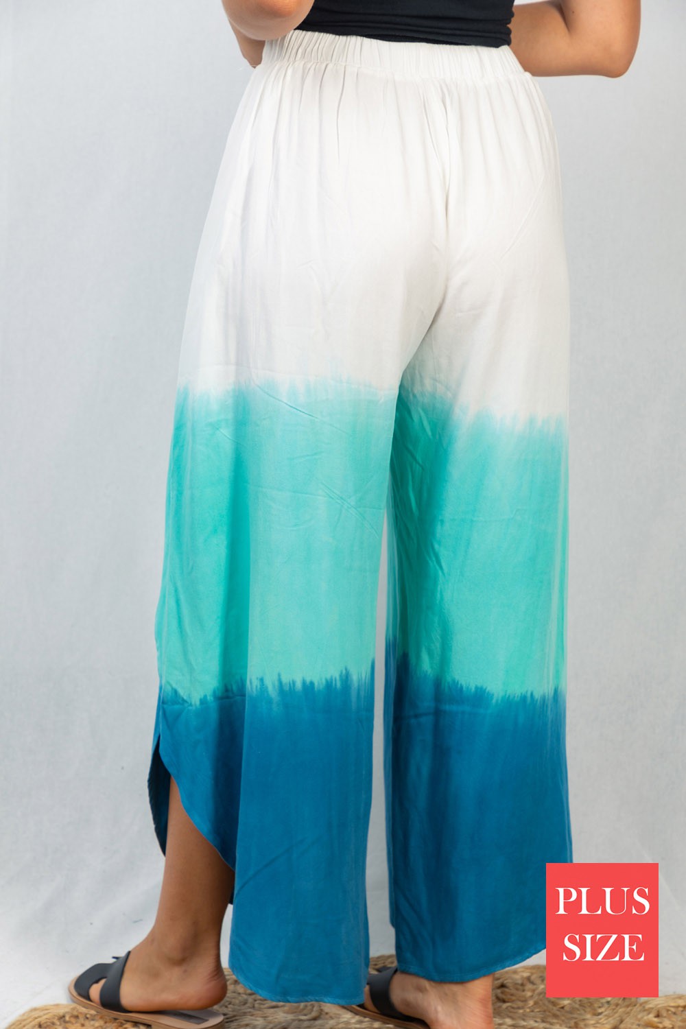 White Birch Wide Leg Side Slit Ombre Pants