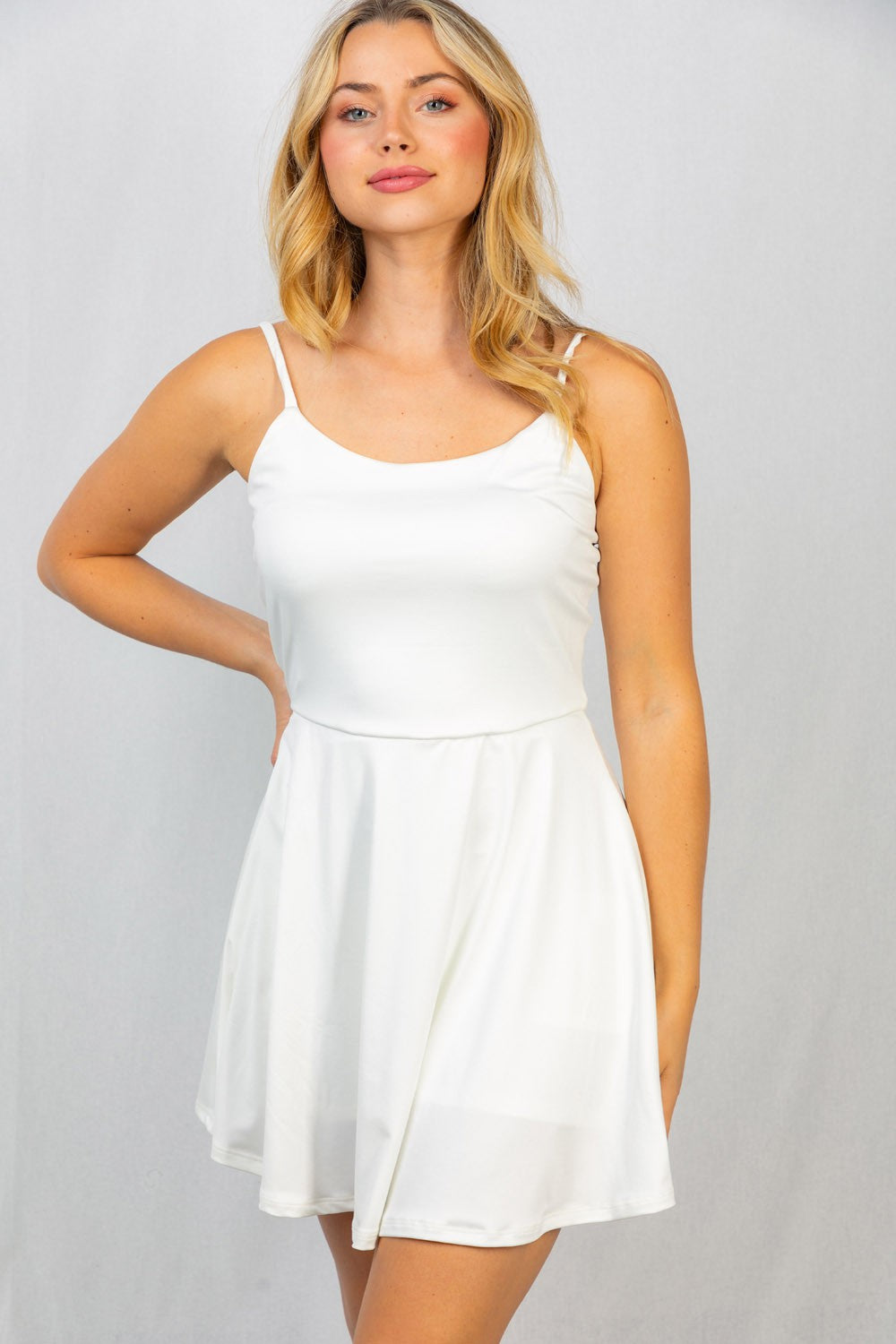 White Birch Spaghetti Strap Dress with Shorts