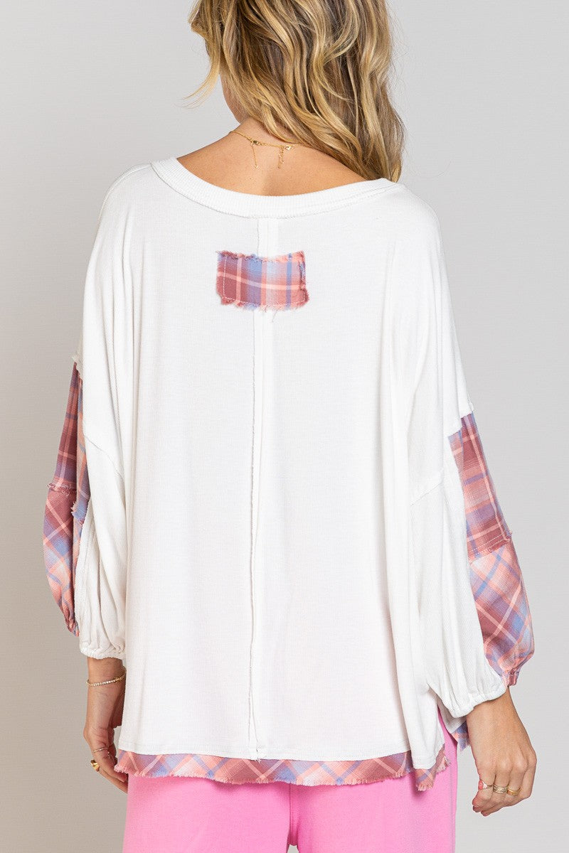 POL Oversized 3/4 balloon sleeve Top