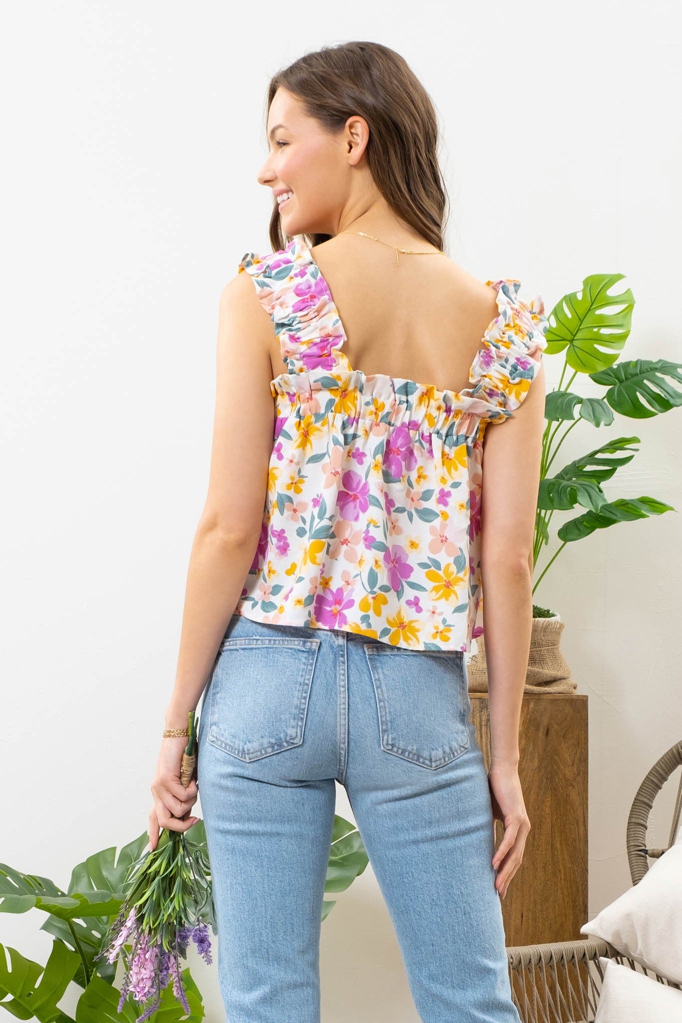 Perch by Blu Pepper Floral Ruffled Top