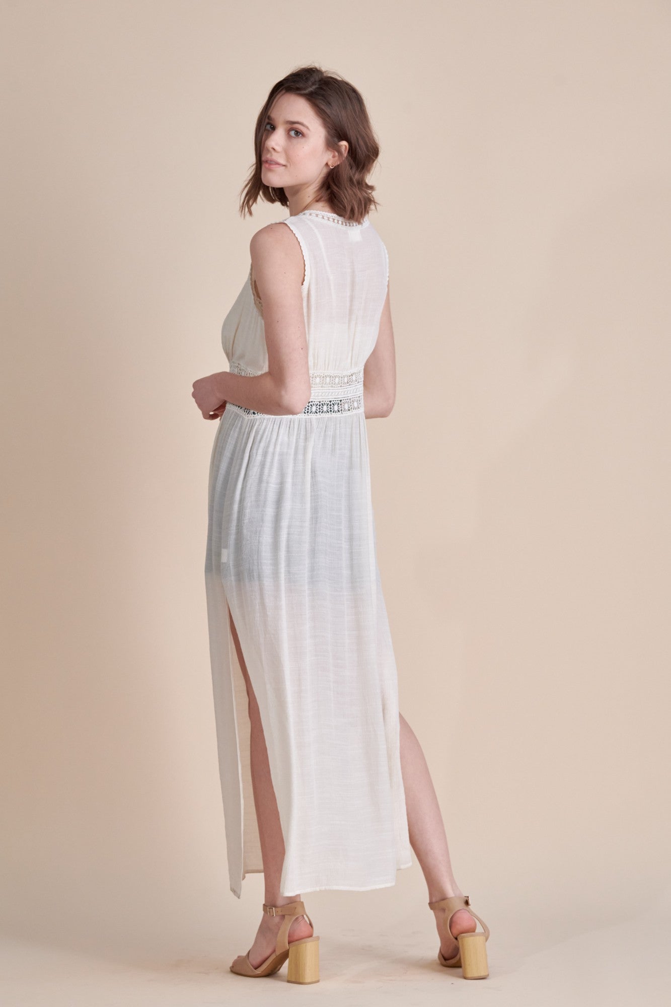 Allie Rose Textured Woven Sleeveless Duster