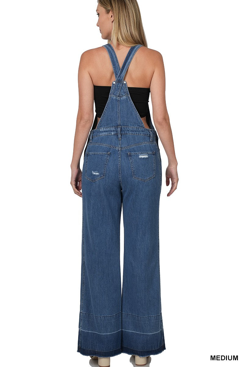 Zenana Distressed Bib Overalls