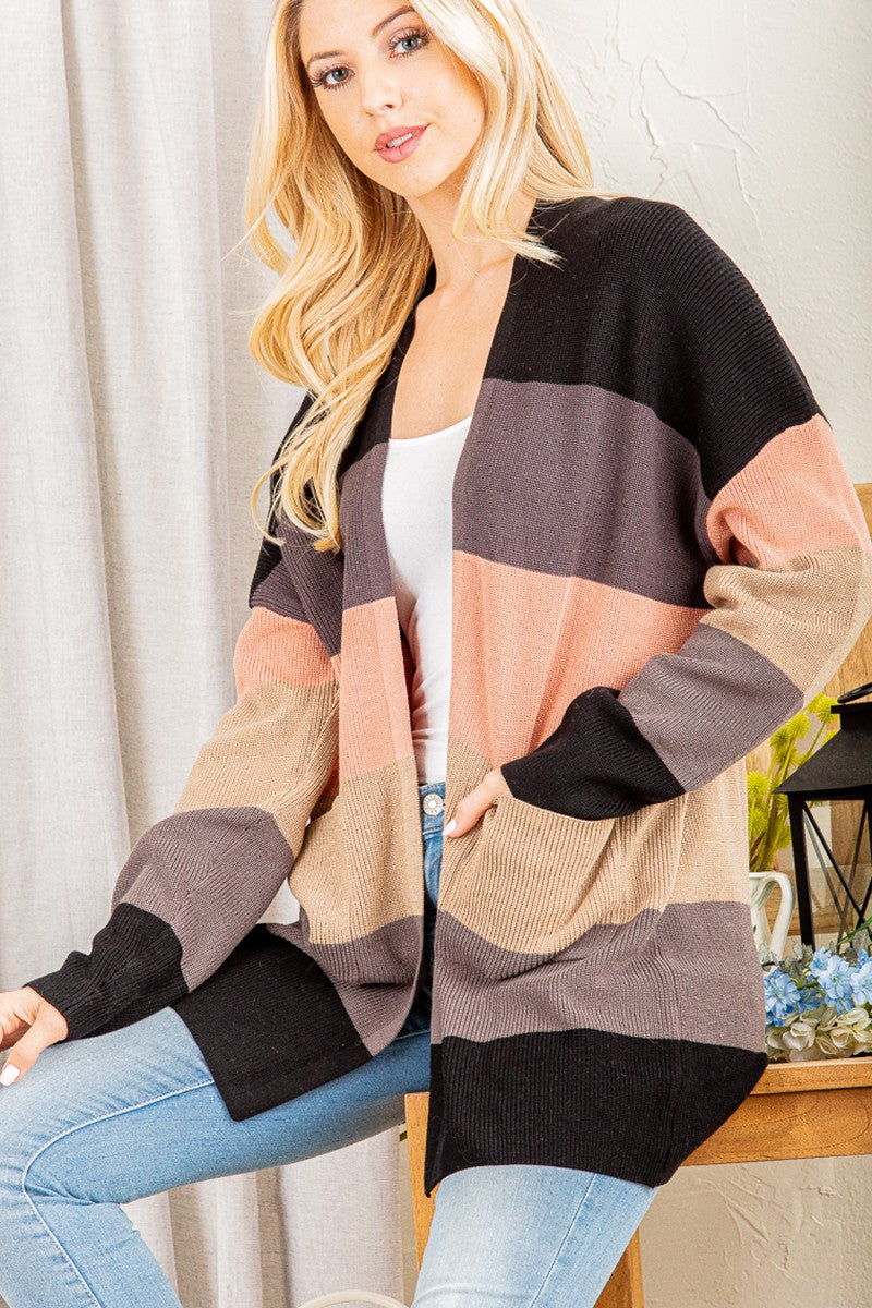 Heimish Multi Color Block Open Sweater Cardigan
