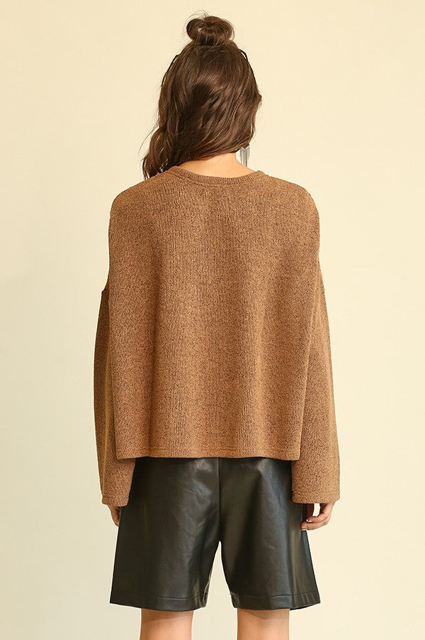 GiGio Novelty Knit and Solid Knit Mixed Loose Top