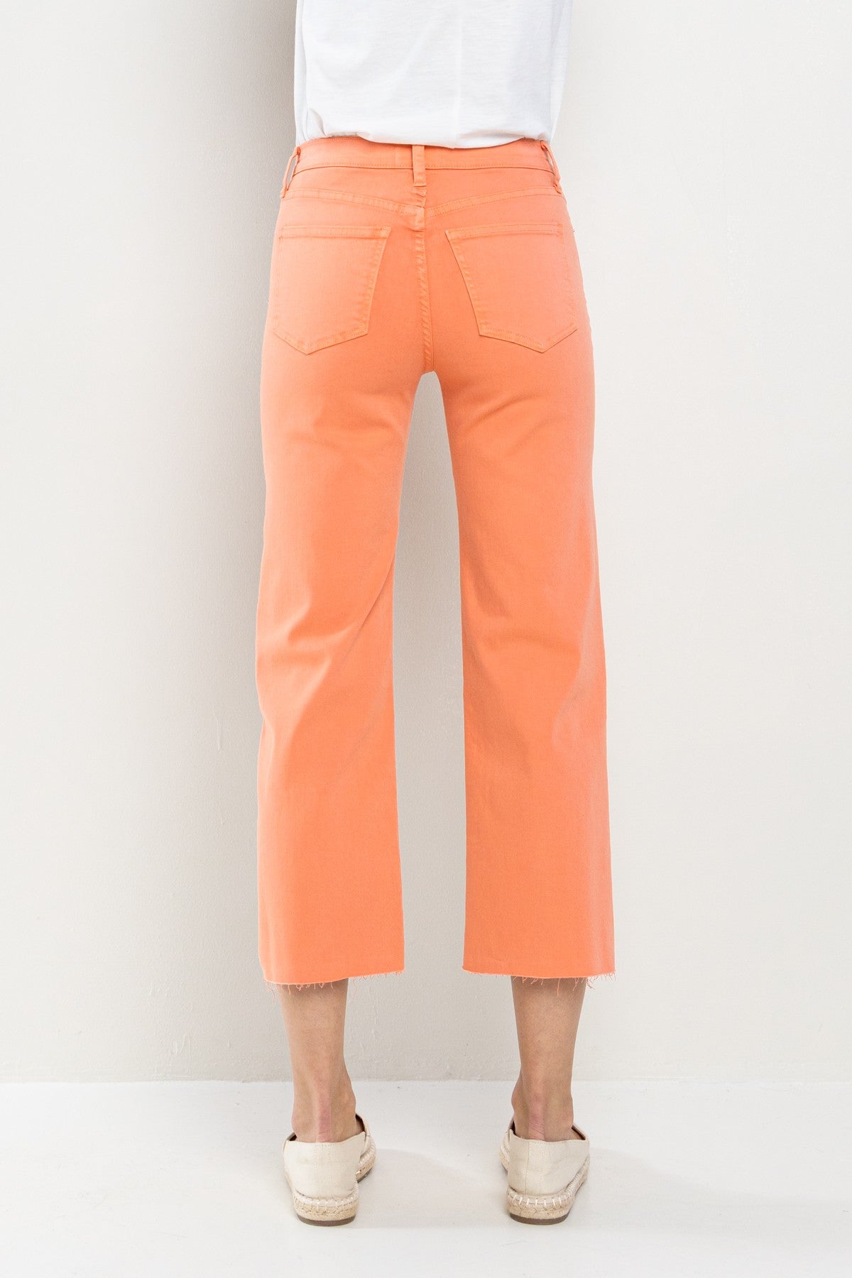 Sneak Peek High Rise Straight Leg Raw Hem Capris