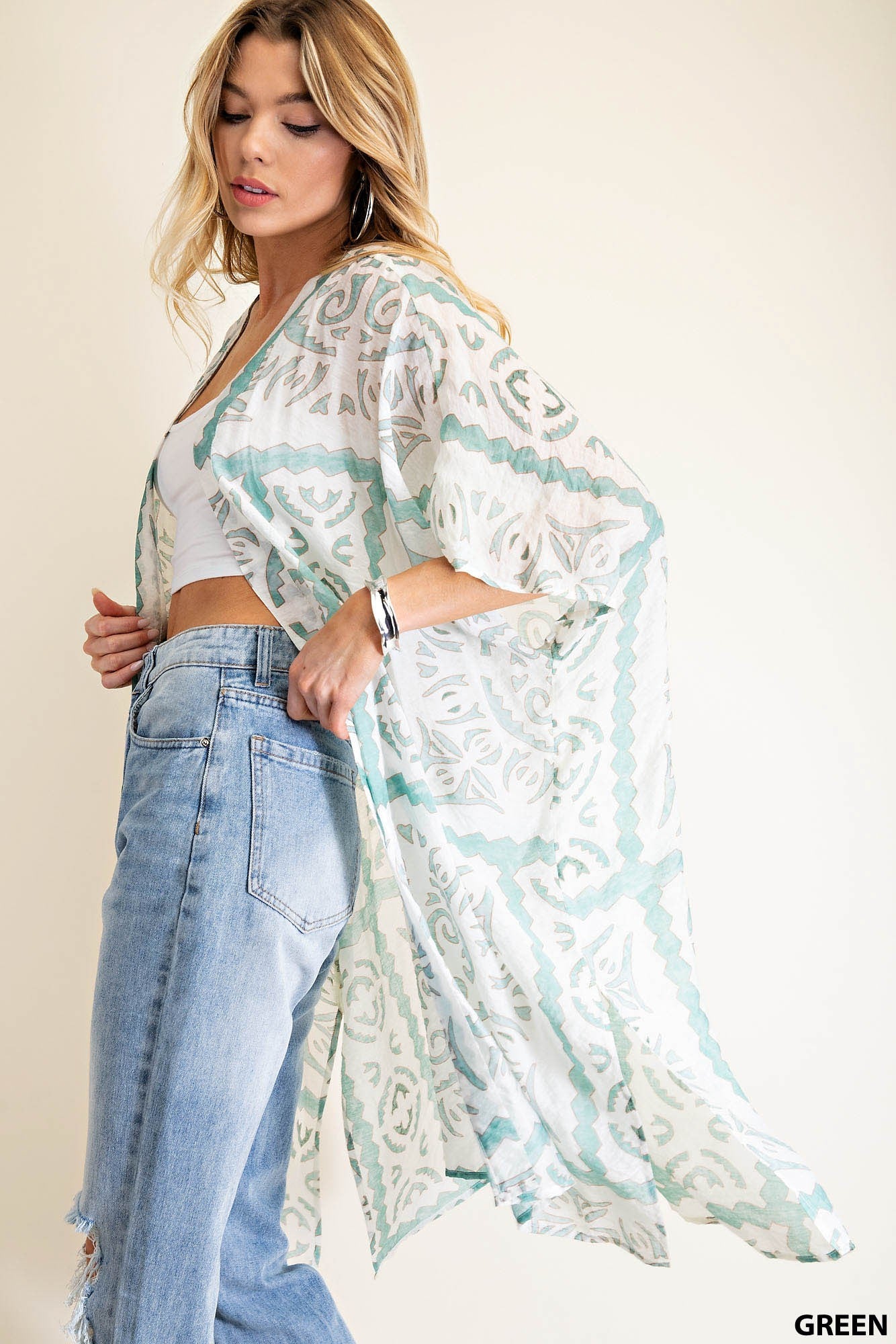 Kori America Aztec Printed Long Kimono