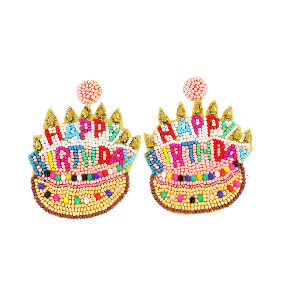 Viola Beaded Birthday Cake Earrings