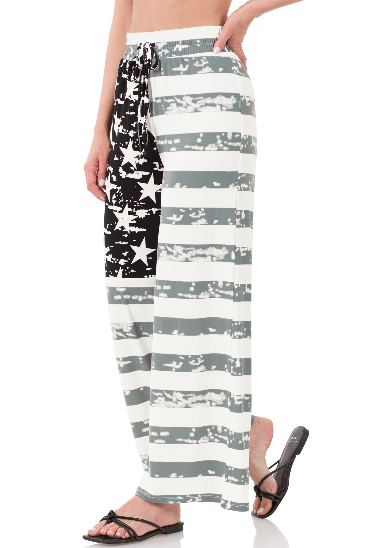 Zenana American Flag Drawstring Wide Leg Pants