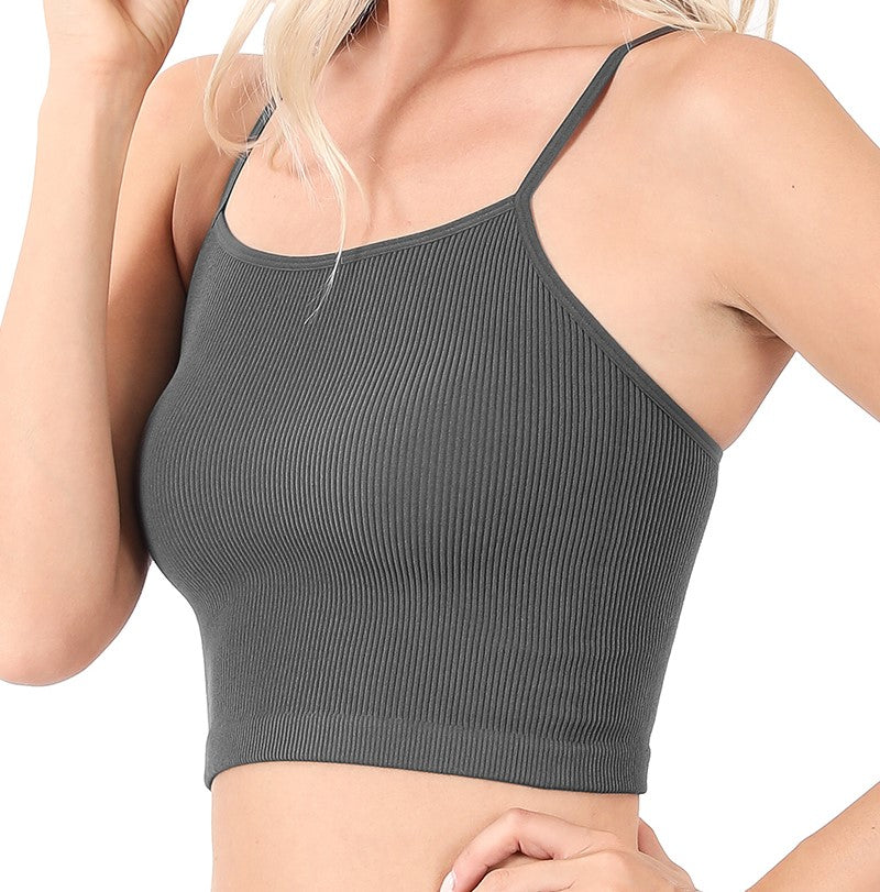 Zenana Ribbed Seamless Cropped Cami
