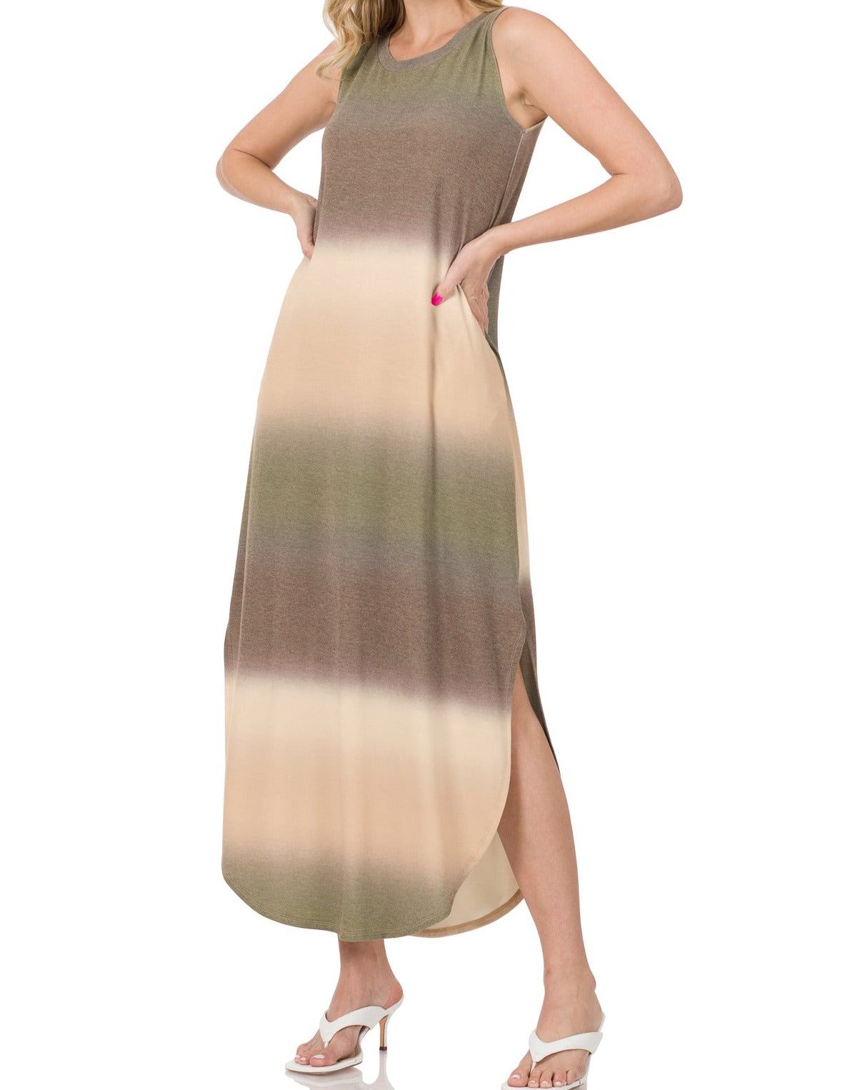 Zenana Printed Sleeveless Maxi Dress