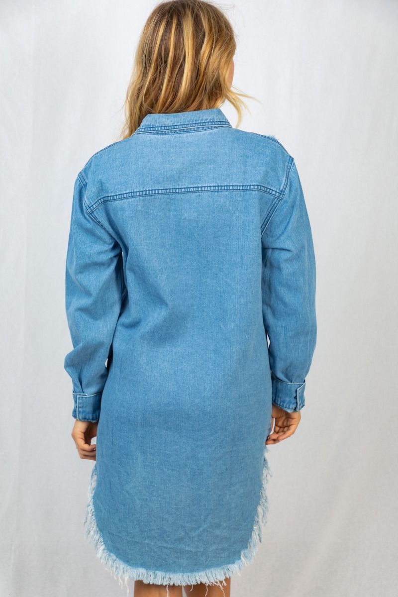 White Birch Frayed Denim Dress