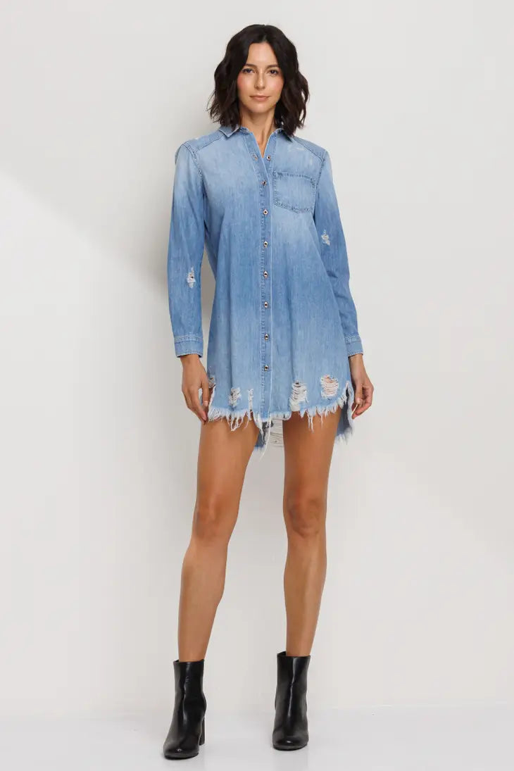 Sneak Peek Denim Shirt Dress L Sneak Peek Denim Shirt Dress L