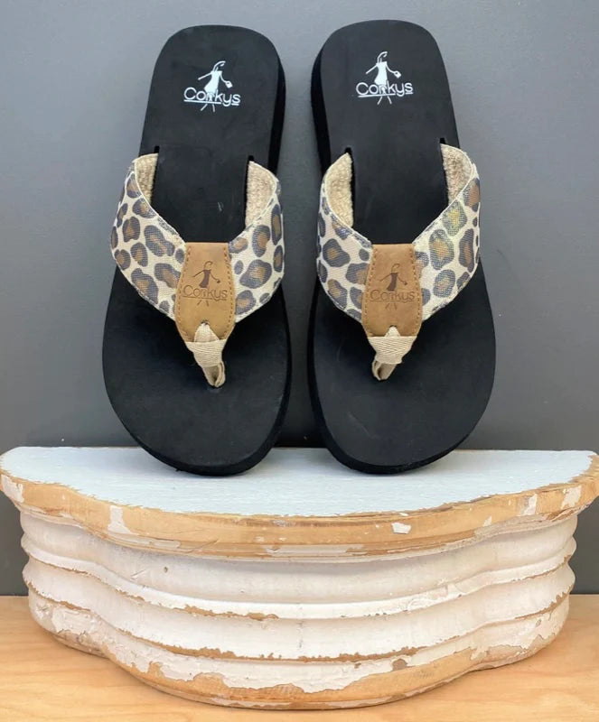 Corkys Aquaholic Leopard Flip Flops