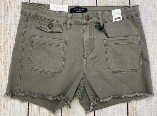 Judy Blue Mid Rise Olive Shorts