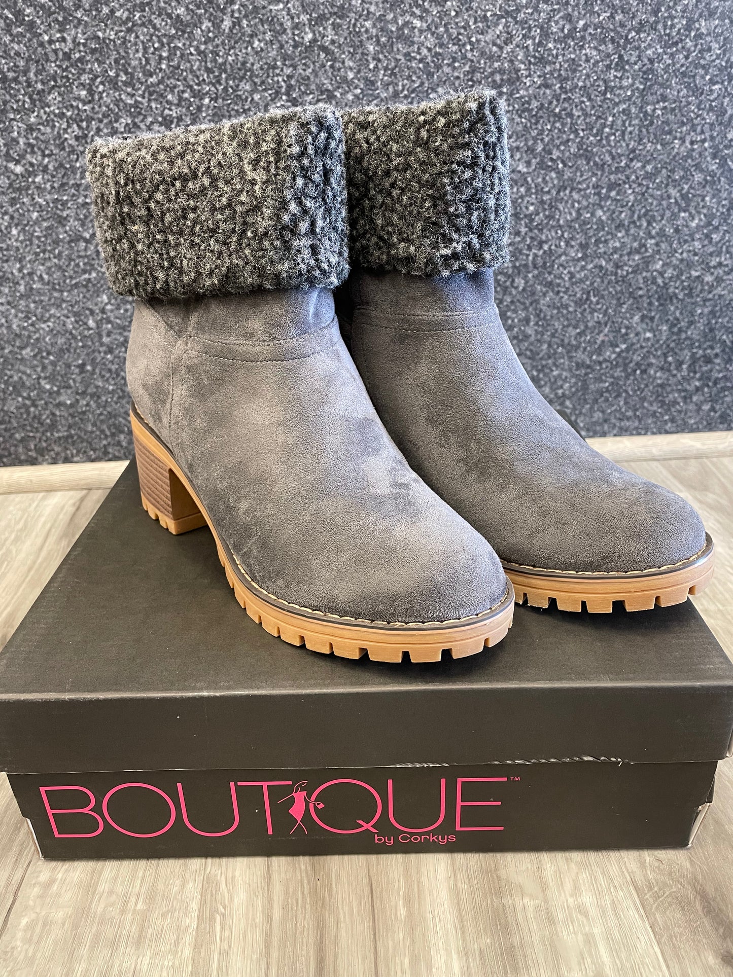 Corkys Cotton Foldover Cuff Grey Boots