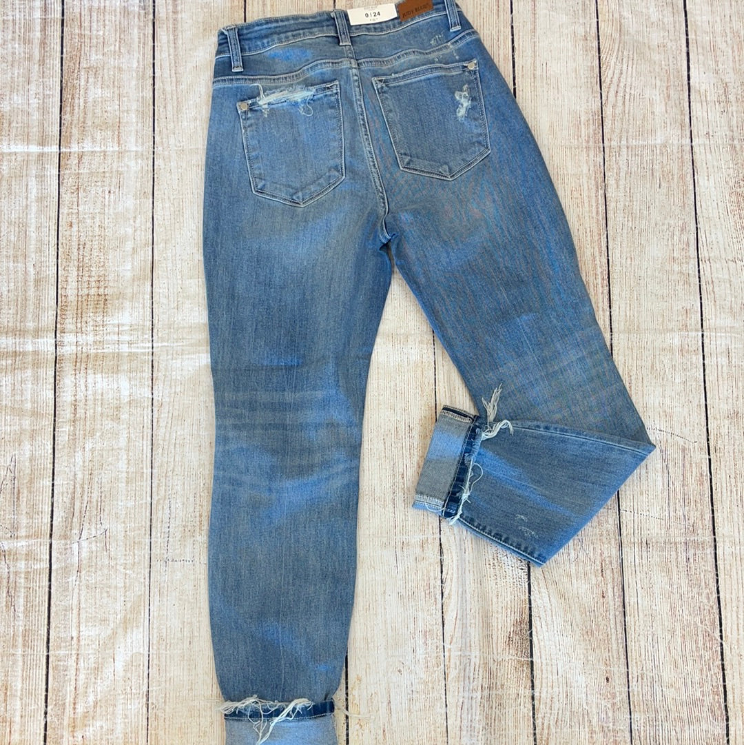 Judy Blue High Waist Light Blue Boyfriend Buttonfly Jeans