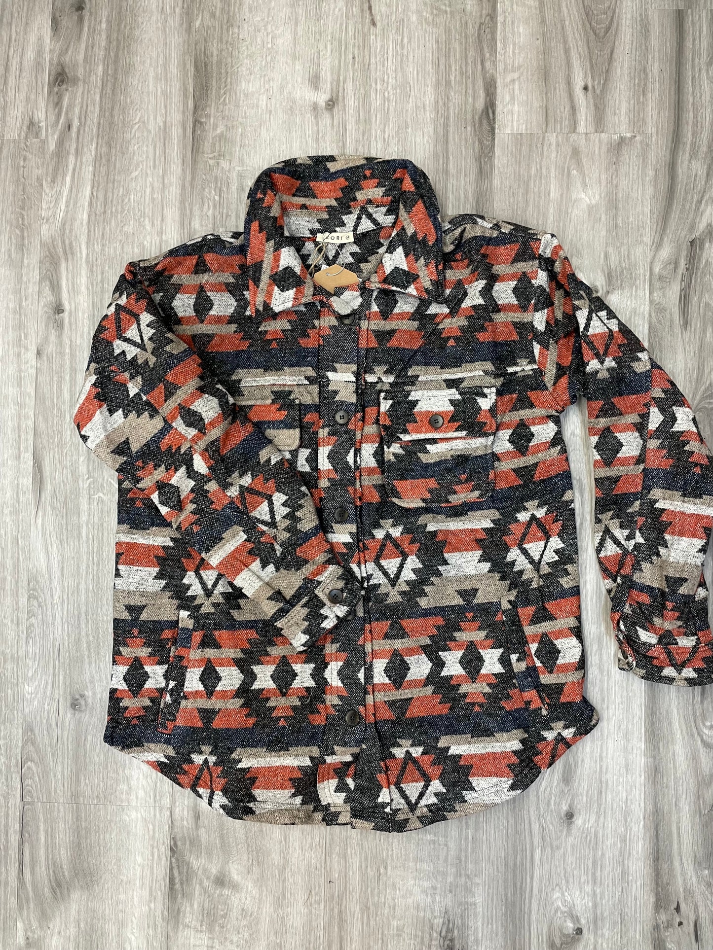 Kori America Aztec Flannel Button Down Shacket