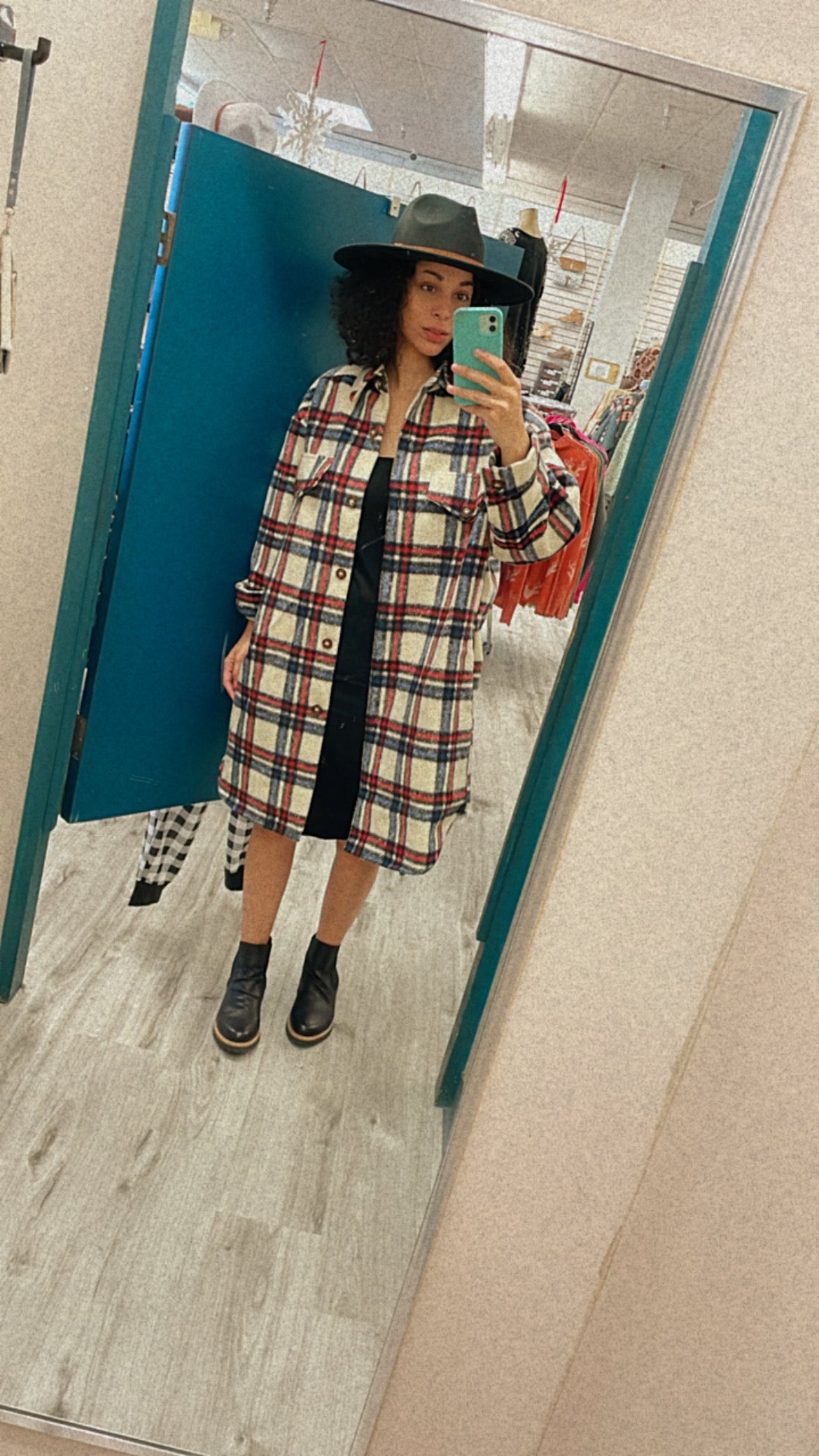 Vocal Plaid Oversize Long Shacket