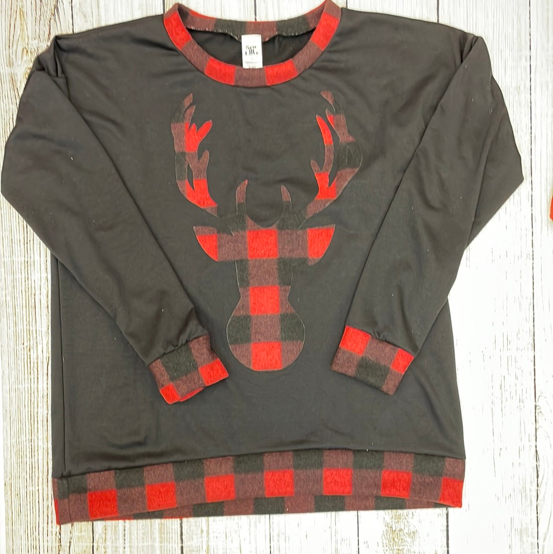 Sew In Love Reindeer Plaid Long Sleeve1