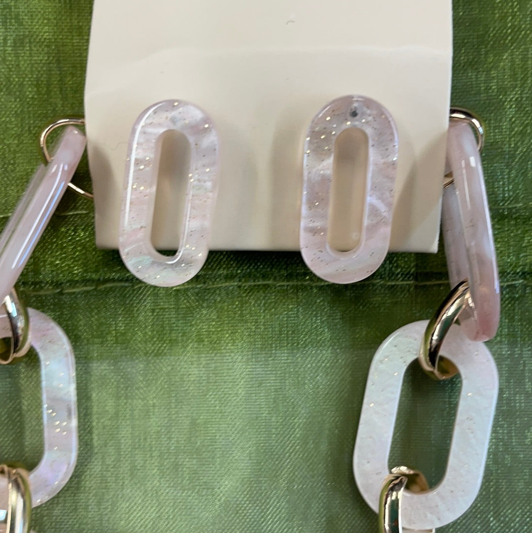 Pearl Oval Necklace & Earring Set