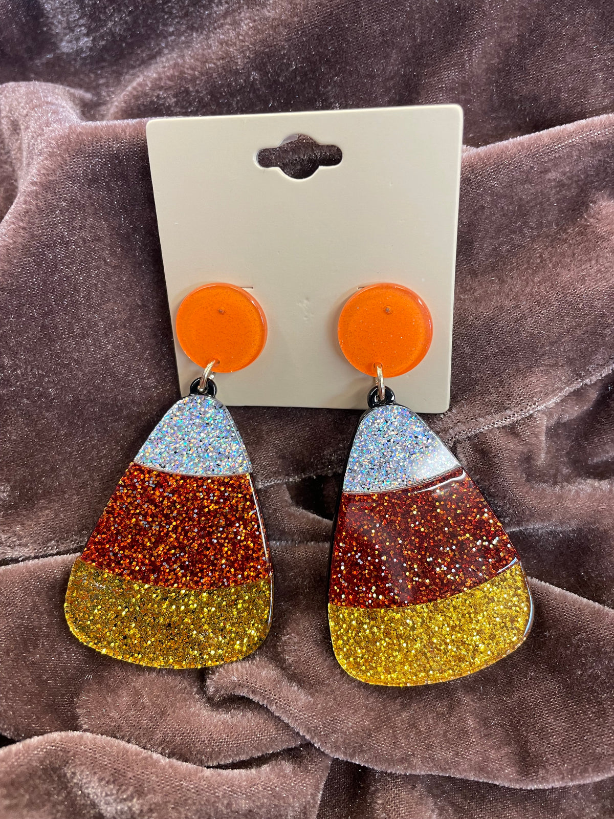 Candy Corn Glitter Earrings