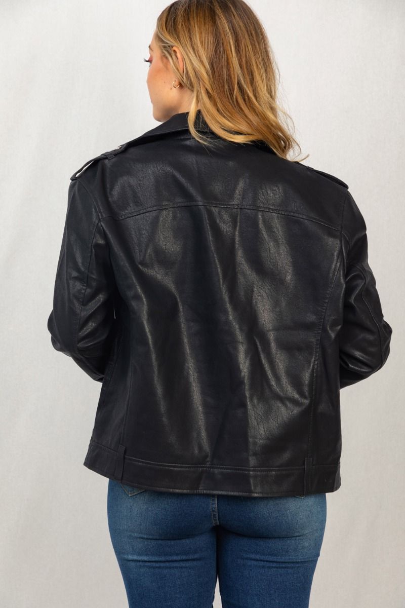 White Birch Abstract Zipper Biker Jacket