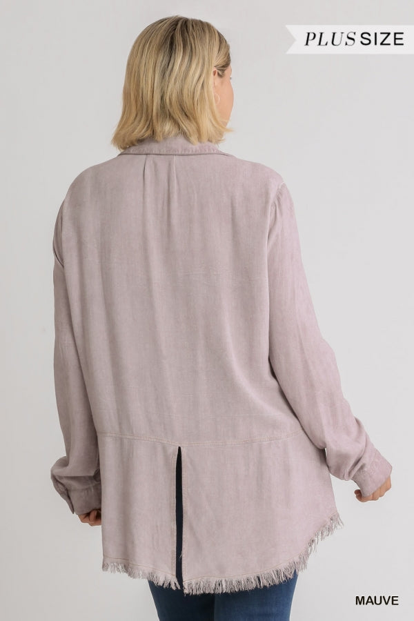 Umgee Linen Button Down Collar Shirt