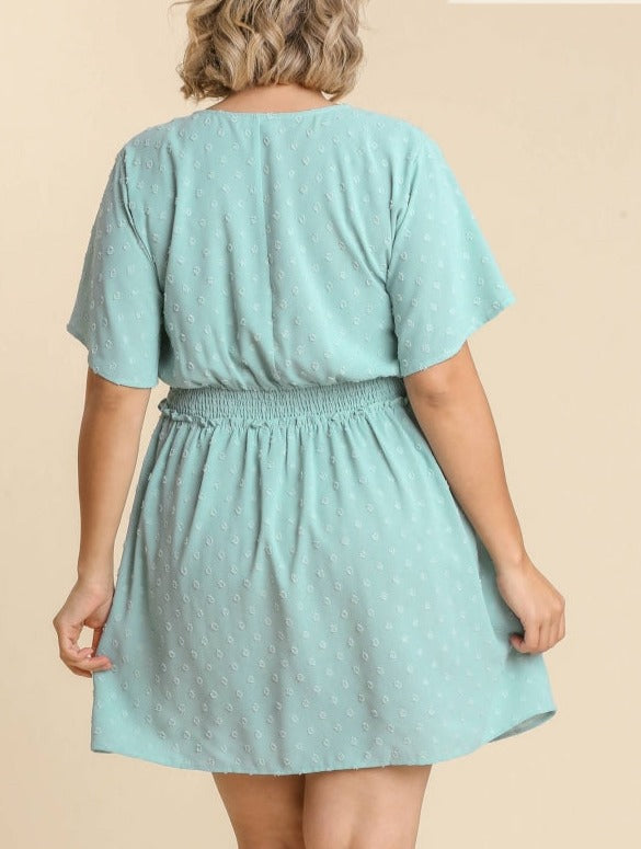 Umgee Woven Smocked V-Neck Tiered Dress
