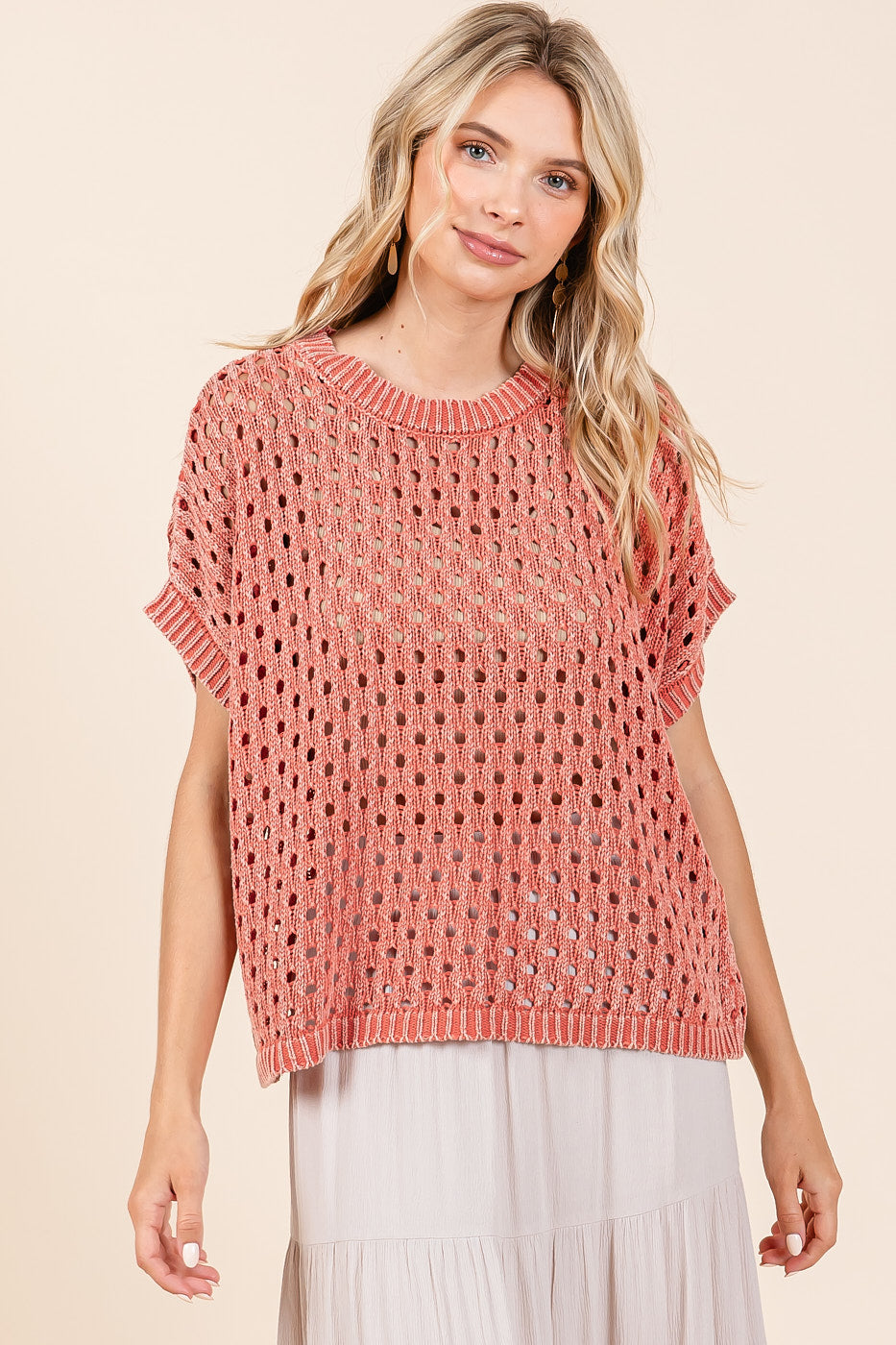 Mittoshop Crochet Open Knit Cotton Top
