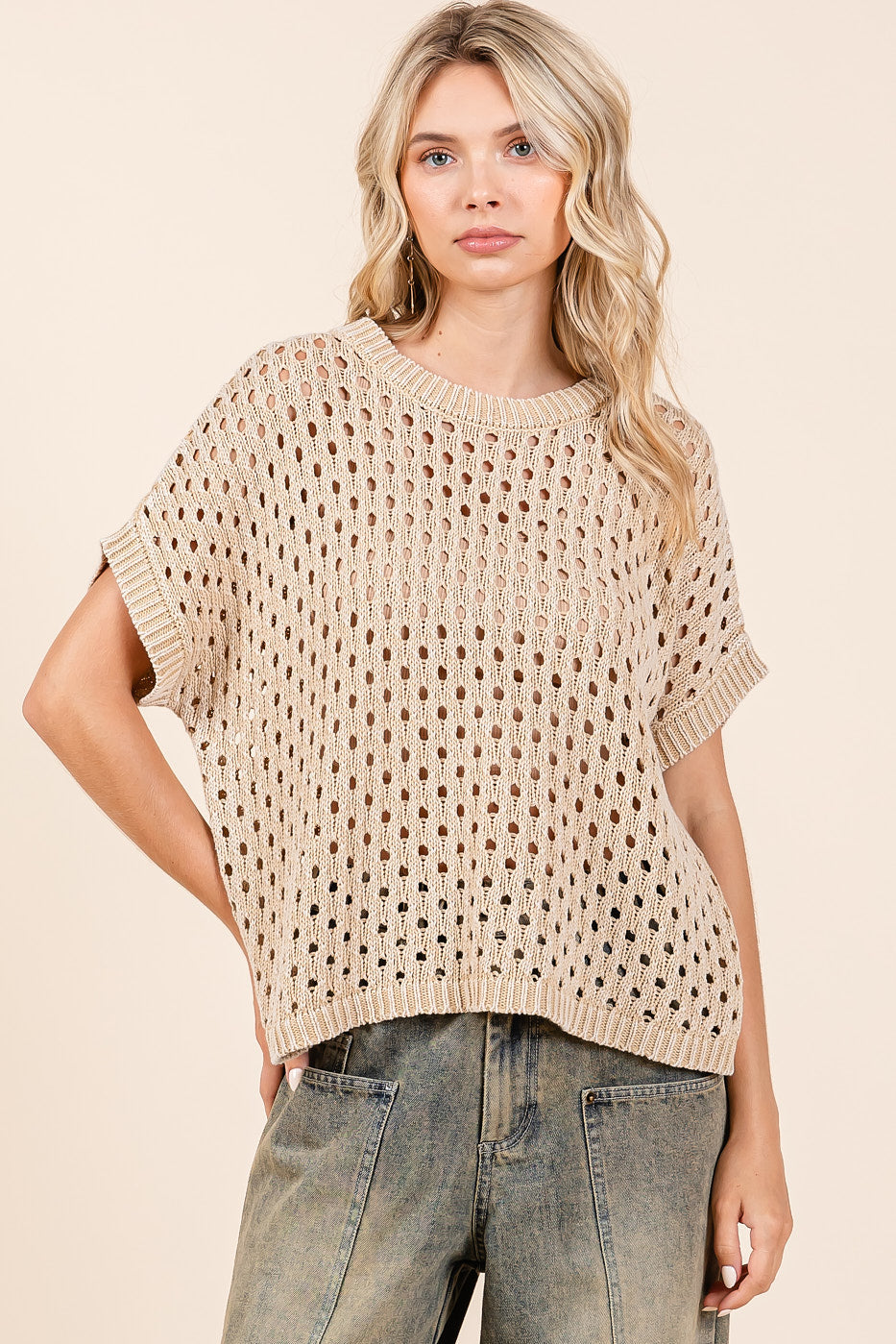 Mittoshop Crochet Open Knit Cotton Top