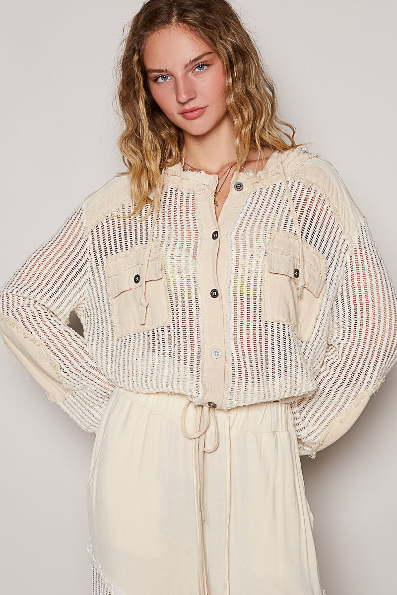 Pol See Through Button Down Hoodie