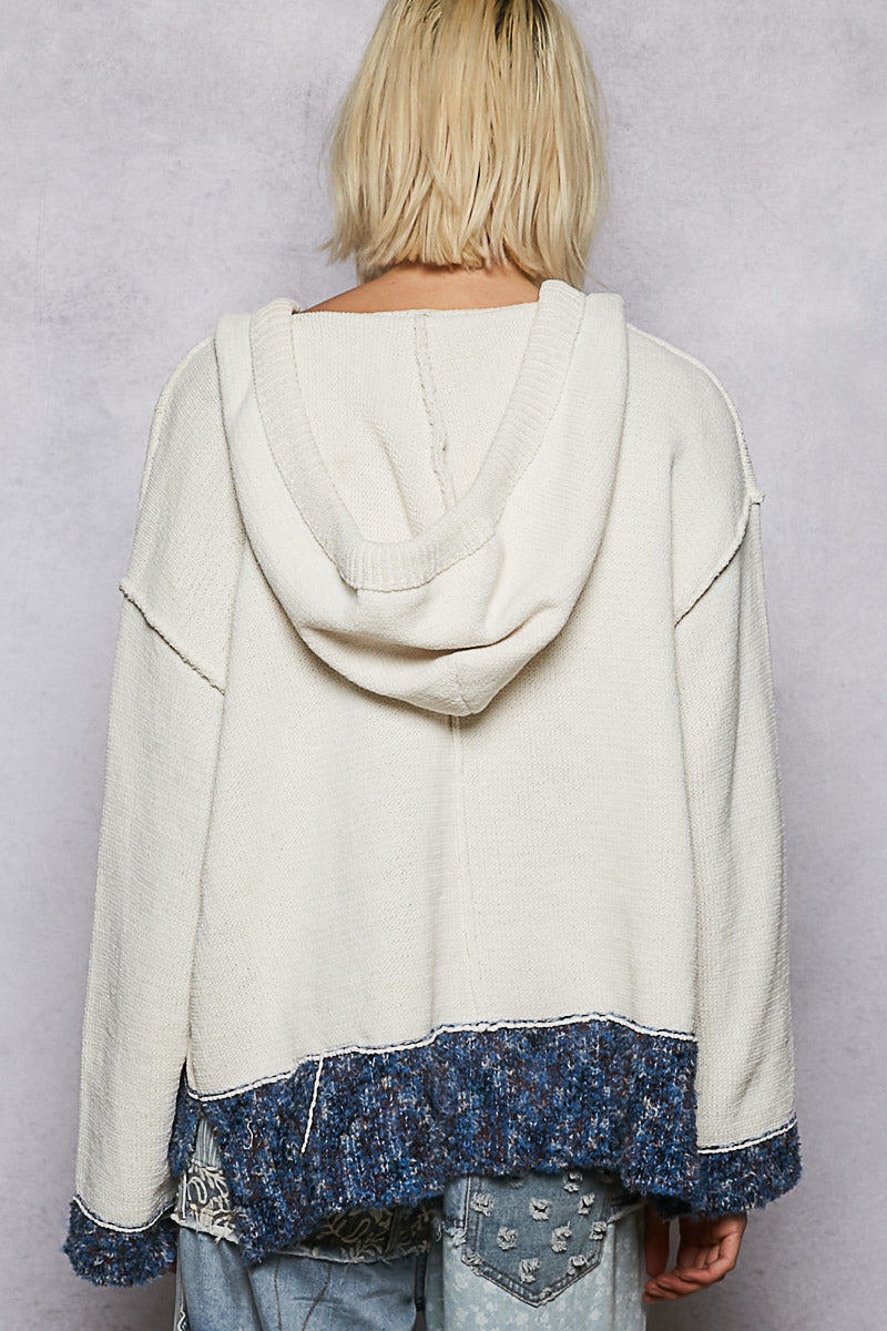 Pol V-Neck Star Studs Flag With Ribbed Band Hoodie
