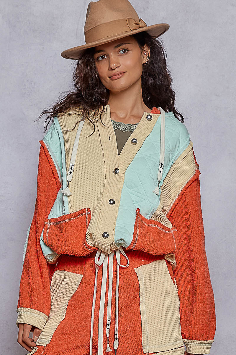 Pol Oversized Thermal Quilted Jacket With Hood