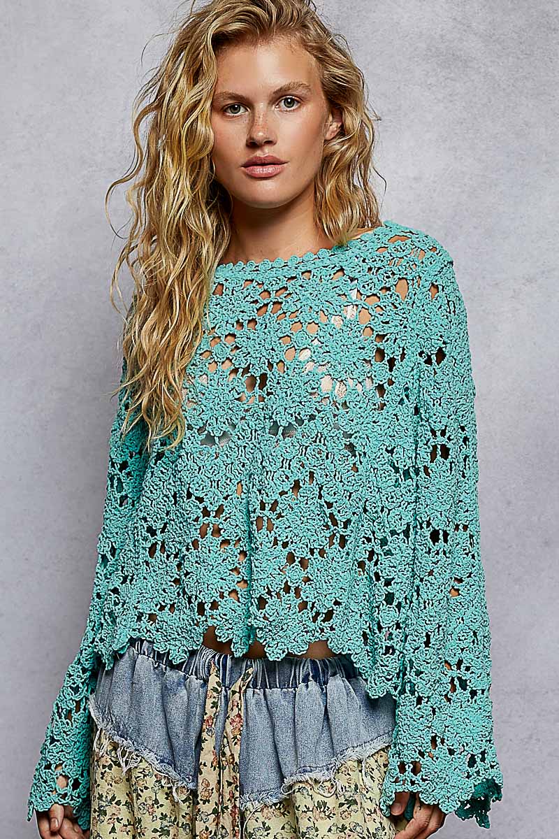 Pol Crochet Oversized Chenille Sweater
