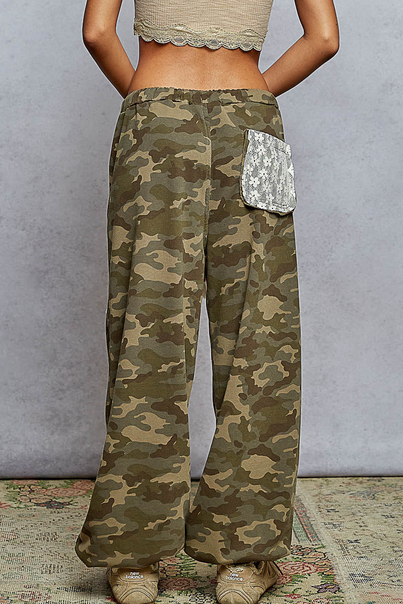 POL Printed French Terry With Patchwork Pants