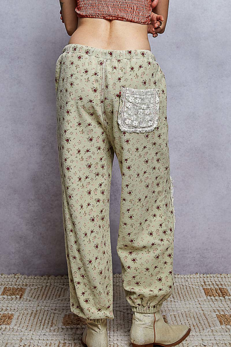 POL Printed French Terry With Patchwork Pants