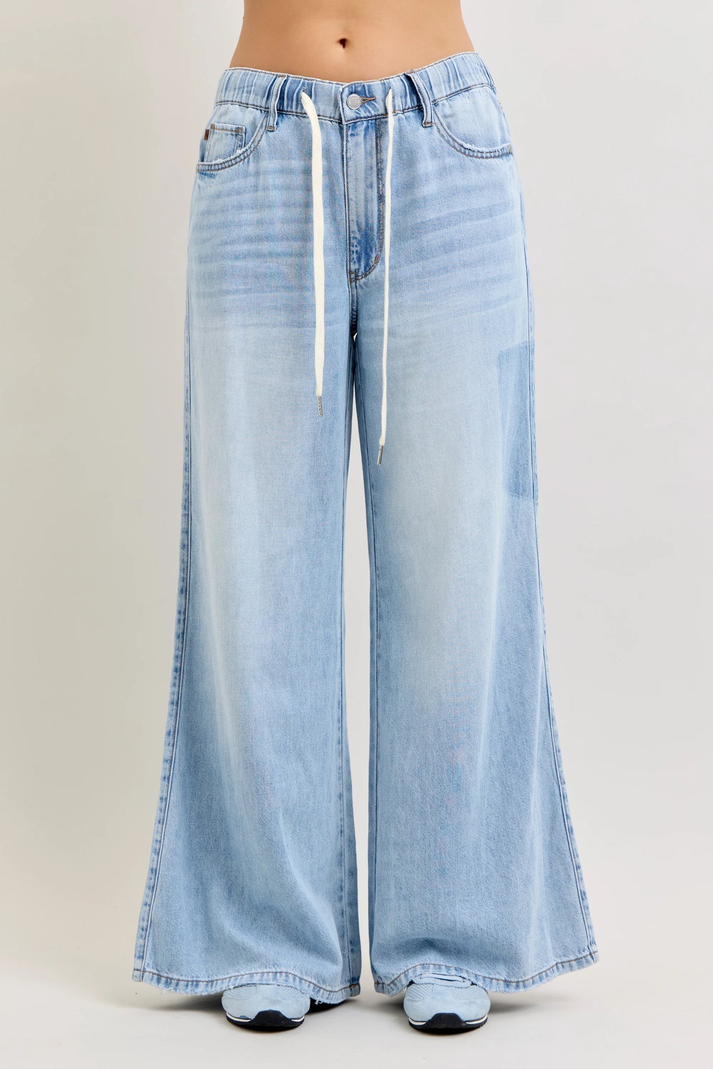 Judy Blue HW Featherweight Palazzo Shadow Light Pkts W/Elastic WB
