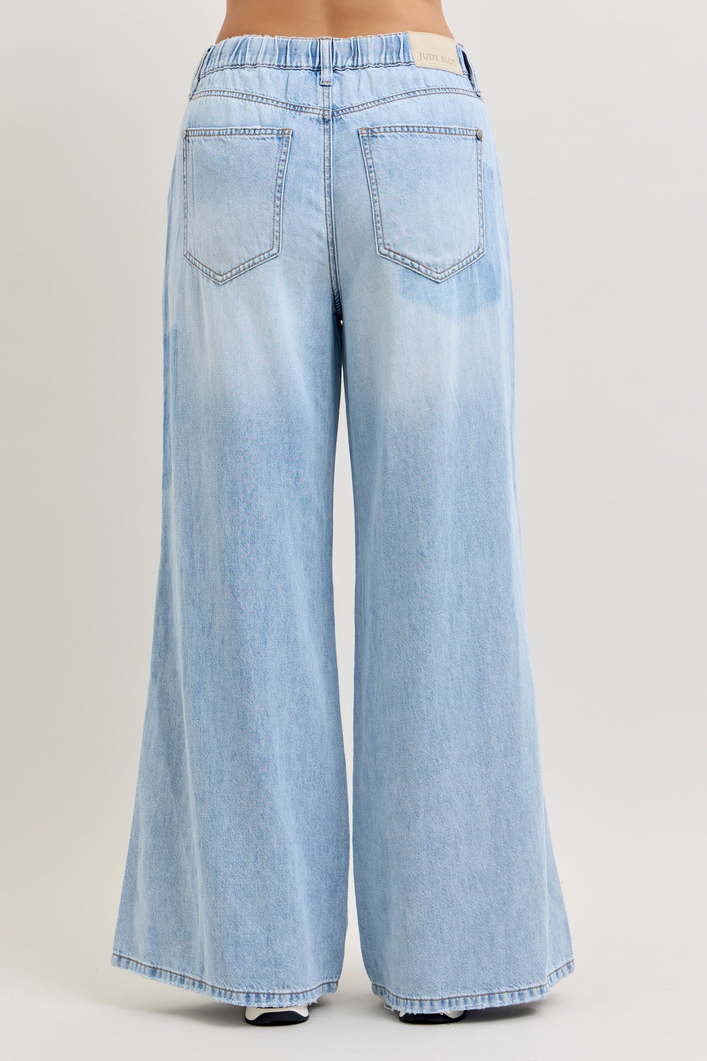 Judy Blue HW Featherweight Palazzo Shadow Light Pkts W/Elastic WB