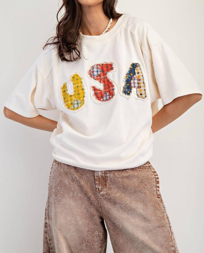 Easel USA Terry Knit Top