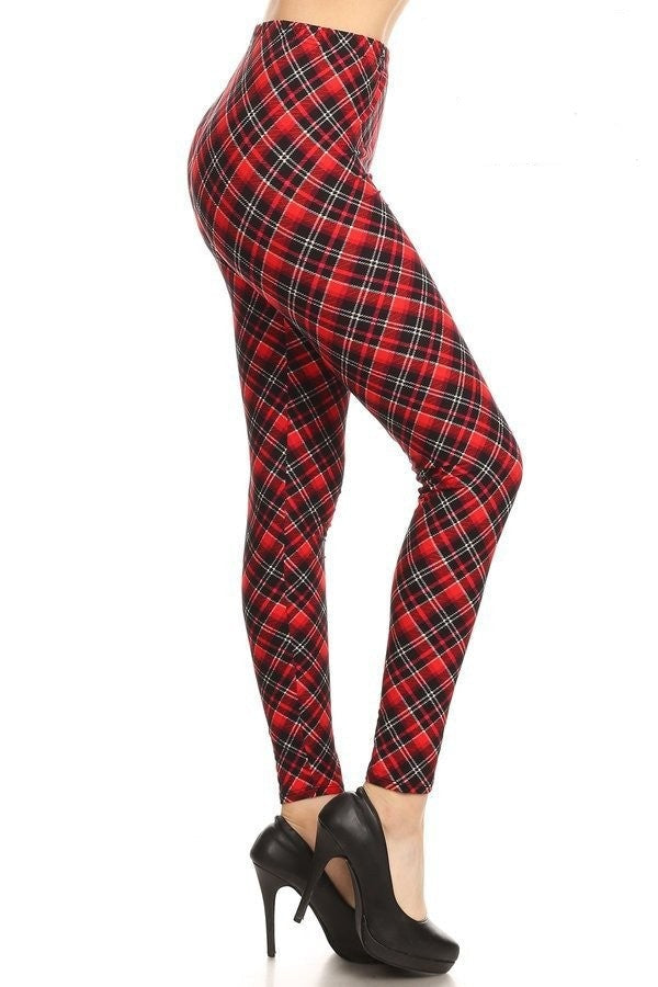 Red Ribbon Red & Black Multi Print Leggings