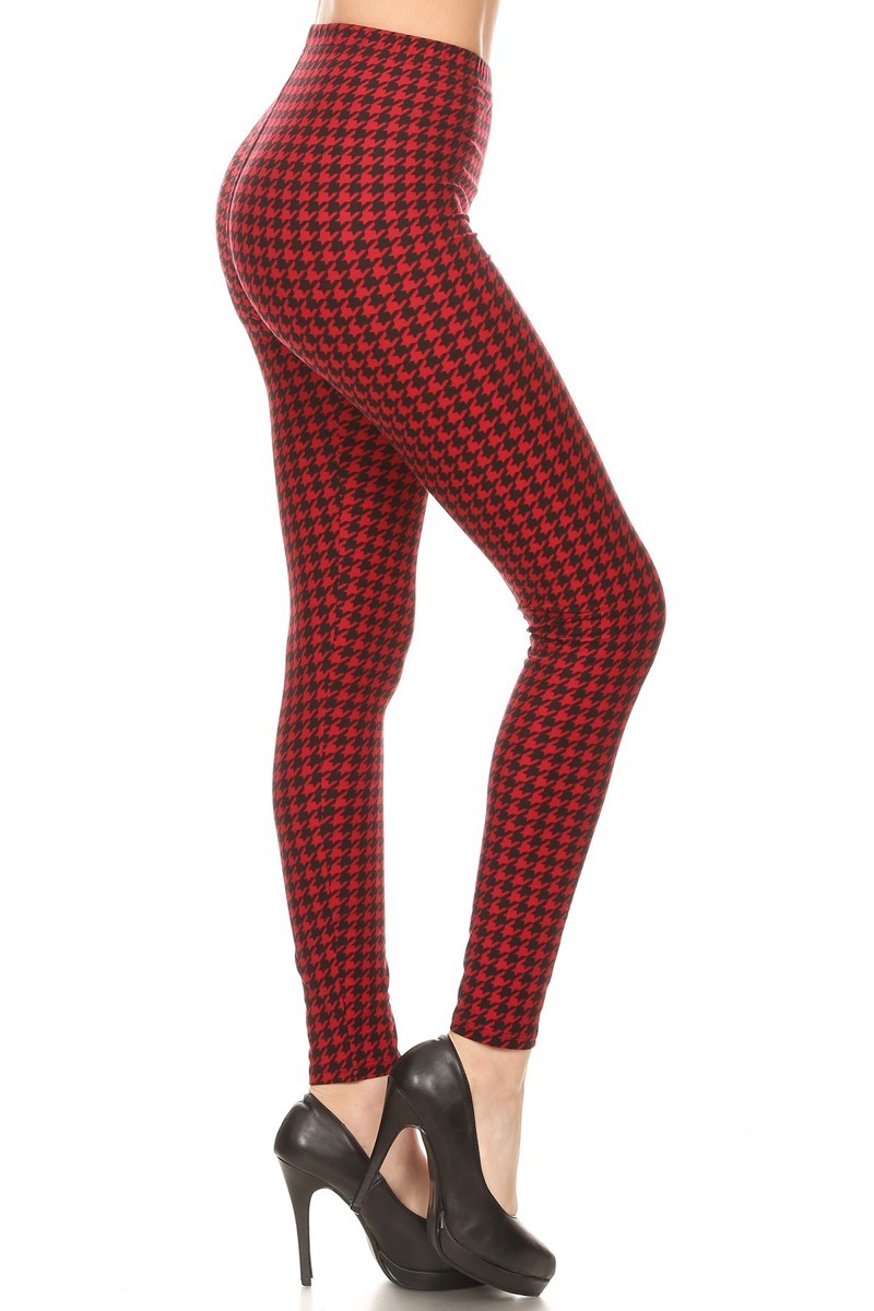 Red Ribbon  O/S Houndstooth High Rise Leggings