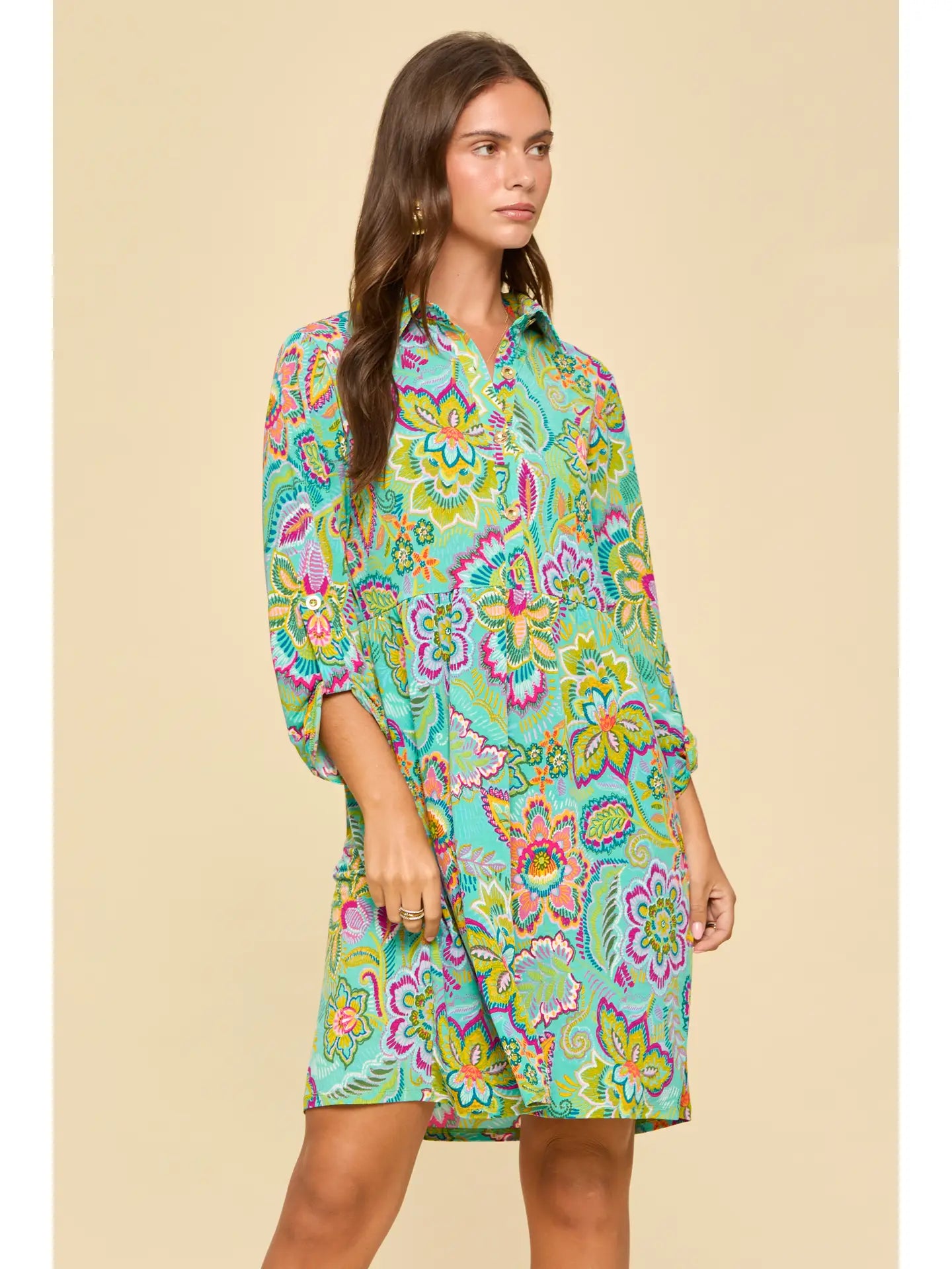 Dear Scarlett Floral Print Shirt Dress