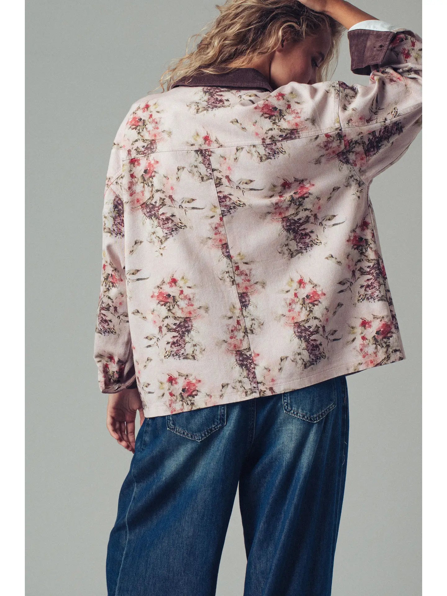 Urban Daizy Watercolor Floral Oversized Utility Jacket