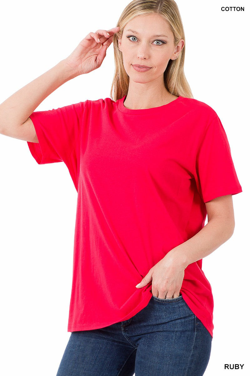 Zenana Short Sleeve Boyfriend Round Neck Tee