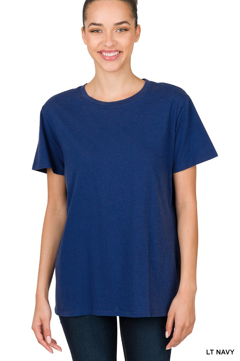 Zenana Short Sleeve Boyfriend Round Neck Tee