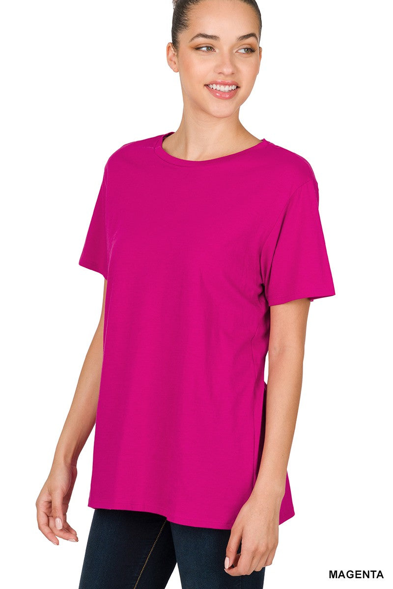 Zenana Short Sleeve Boyfriend Round Neck Tee