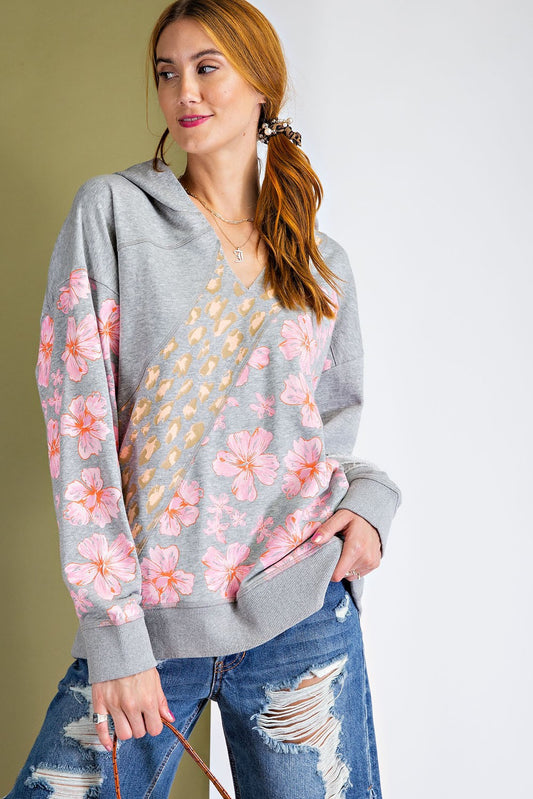 Easel Mix Print Terry Pullover Hoodie